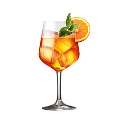 Aperol Spritz Cocktail Orange Slice Mint Ice Cubes Glass,