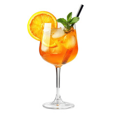 Aperol Spritz cocktail garnished with orange and mint a refreshing summer drink,