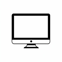 Minimalistic led screen icon with flat design in black and white, displayed on a white background, with simple shapes in vector format.