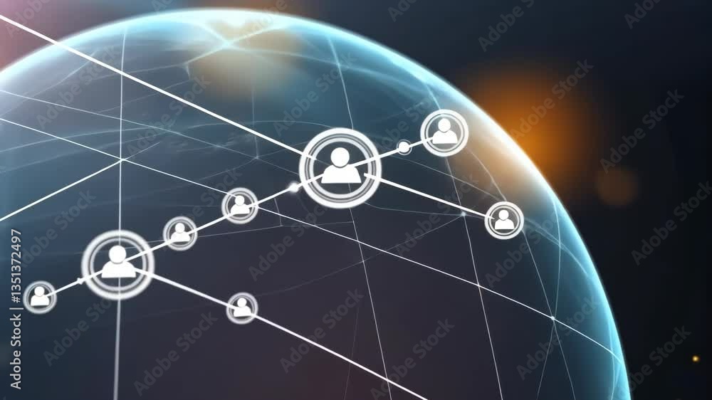 Aufkleber This visual showcases the intricate web of global networking, emphasizing human engagement through interconnected nodes, symbolizing technologys significant role in business and automation