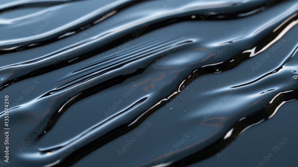 Poster dark glossy liquid abstract texture with wave patterns