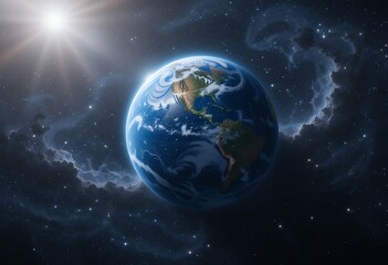 Obraz premium Our Home Planet: A Breathtaking View of Earth from the Depths of Space