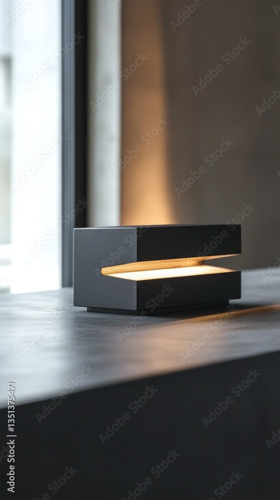 Poster a table lamp sits near a window with soft lighting