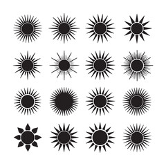 set sun silhouette   icon