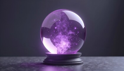 Crystal ball with a cosmic design on a dark background for mystical concepts