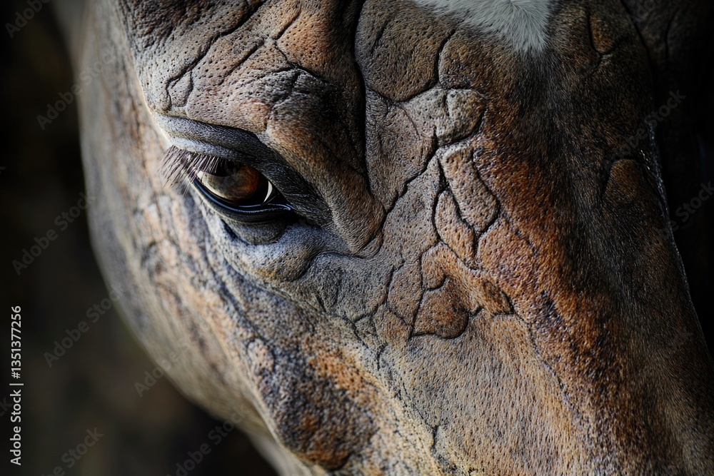 Poster close-up view of a giraffe's eye, showcasing its unique features