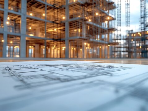 Blueprint of a Skyscraper Under Construction.