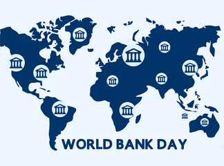Happy World Bank Day illustration. poster banner design vector 