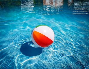 summer fun colorful beach ball floating in pool vibrant water scene relaxing vacation vibe
