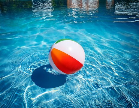 summer fun colorful beach ball floating in pool vibrant water scene relaxing vacation vibe