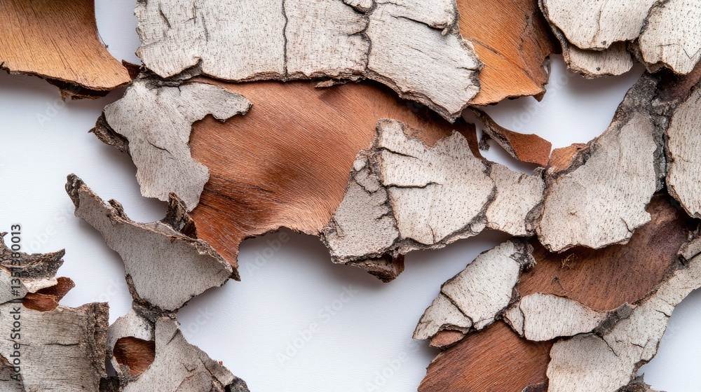 Aufkleber unique and textured close-up of natural bark pieces showcasing the intricate patterns and colors of 