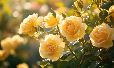 A garden full of yellow roses, Generative AI