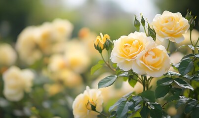 Obraz premium A garden full of yellow roses, Generative AI