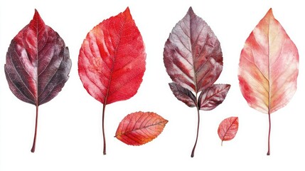 Obraz premium Isolated PNG Format of the Red Leaves Collection