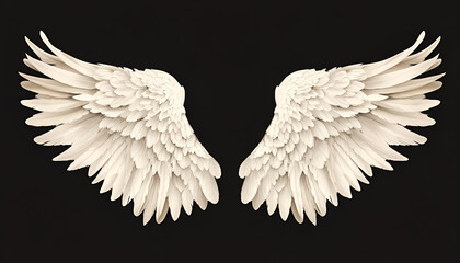 angel wings isolated on black background