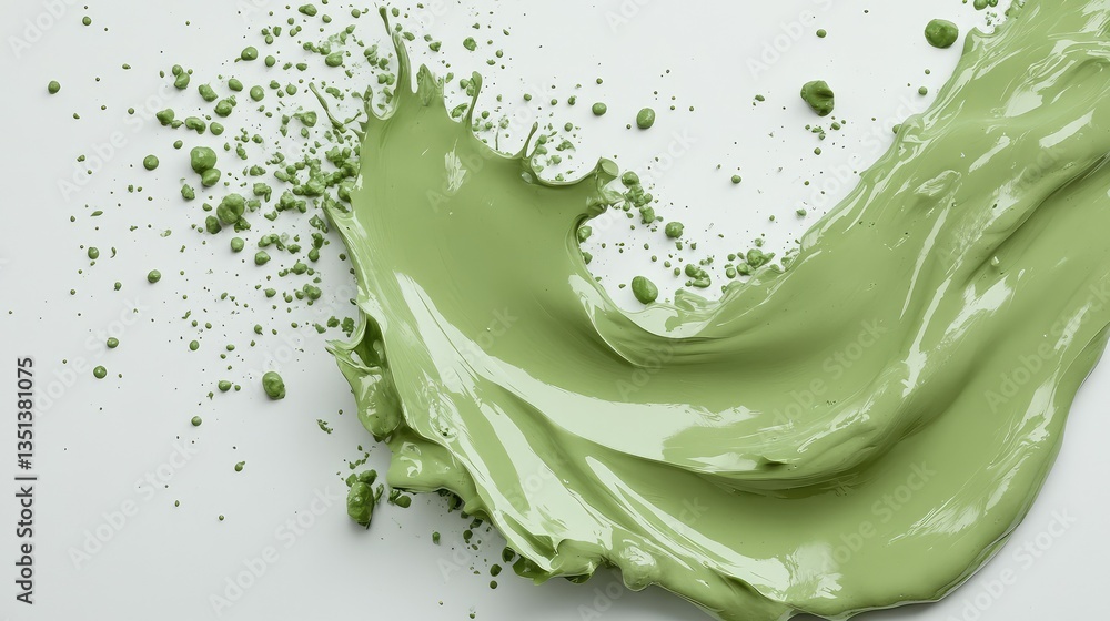 Poster vibrant green paint splash on white background creating dynamic texture and artistic expression for 
