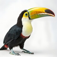 white throated toucan bird illustration on white background