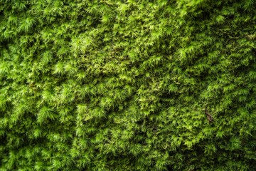 Close up view of a vibrant green moss covered surface