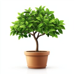 Obraz premium Lush Green Potted Plant with Vibrant Leaves on Bright White Background for Home and Garden Decor