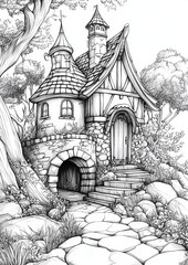 Fantasy Village Coloring Pages
