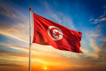 Tunisian Flag Waving