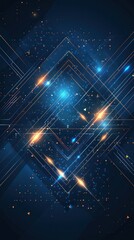 Fototapeta premium Abstract digital circuit network design, glowing lines, dark background