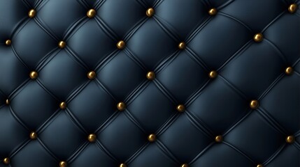 Elegant Dark Blue Tufted Leather Texture with Golden Buttons: A Luxurious Background