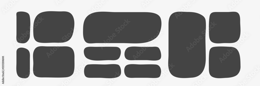 Poster black organic shapes for messages. amoeba blobs forms. abstract deformed shapes collection. vector i
