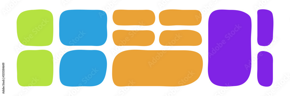 Fototapete set of blob shapes color. asymmetric bubble boxes. abstract freeform notes