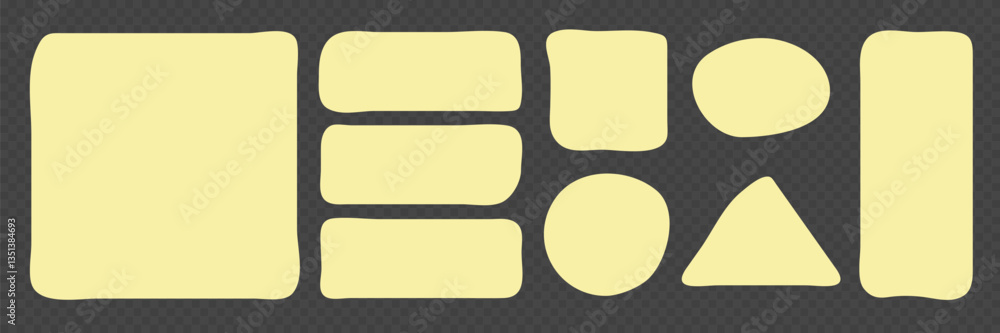 Poster hand drawn organic shapes. set of liquid forms. irregular yellow blobs for comment text. vector on b