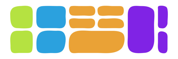 Set of blob shapes color. Asymmetric Bubble Boxes. Abstract freeform notes