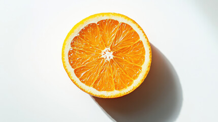 an overhead view of a thinly sliced orange, its translucent segments glowing under backlighting, vibrant citrus hues enhanced by high dynamic range