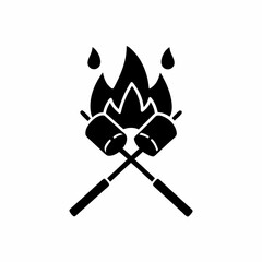 creative details Bonfire with Marshmallows on Sticks Icon vector illustration