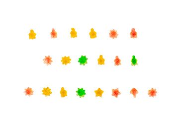 Assorted gummy candies, Juicy colorful jelly sweets. Gummy candies on transparent background