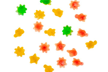 Assorted gummy candies, Juicy colorful jelly sweets. Gummy candies on transparent background