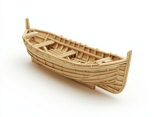 Obraz premium Wooden Boat Model Crafted from Natural Materials for Decorative or Educational Purposes
