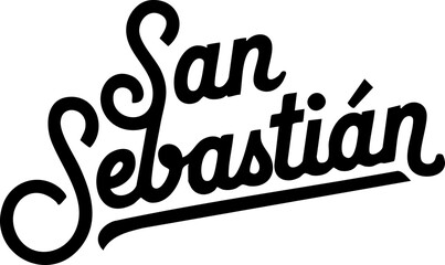 Fototapeta premium Stylish San Sebastián handwritten script logo design in elegant cursive. Unique typography for branding, signage, posters, merchandise, and creative projects.