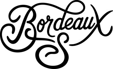 Fototapeta premium Elegant hand-lettered script font 'Bordeaux' in black. Stylish calligraphy design perfect for logos, invitations, posters, and decorative elements.