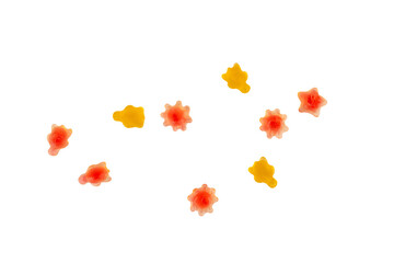 Assorted gummy candies, Juicy colorful jelly sweets. Gummy candies on transparent background