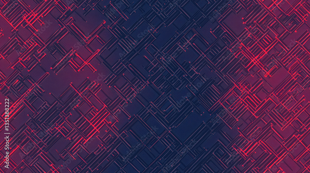 Aufkleber seamless pattern featuring intricate lines in vibrant red and dark blue color scheme creates modern 