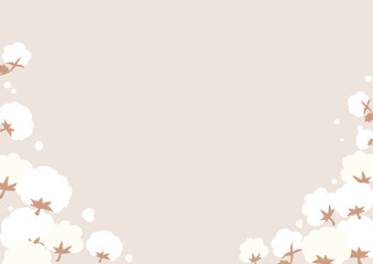 手書き風の綿花のイラスト、背景