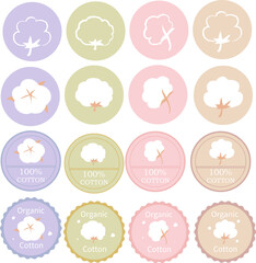 手書き風の綿花のイラスト、アイコン