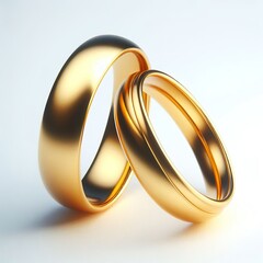 a pair of 3d render of golden rings isolated on a white background