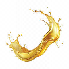 abstract 3d yellow liquid oil or honey splash, flying yellow oil on the air cut isolated on white background 