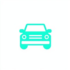Obraz premium Minimalist Illustration of a Car in Modern Style with Vibrant Aqua Color Against a Clean White Background