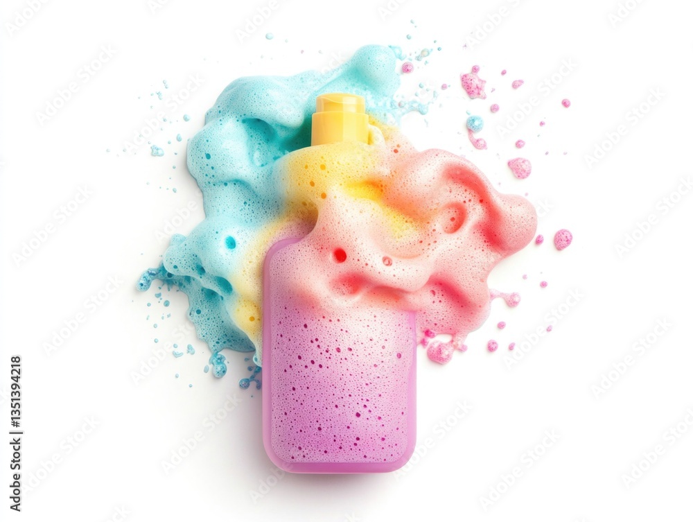 Poster A single soap bottle sits on a plain white surface, suitable for use in product photography or as a simple background