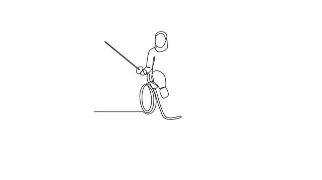 Animated self drawing of Para Fencing sports video design illustration. Para Taekwondo sport design in simple linear continuous style video concept. Sports themes design for your asset design.