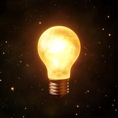 Glowing Lightbulb Illuminates Darkness Representing Innovation and Ideas