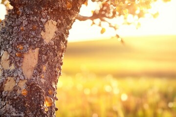 Obraz premium A close-up shot of a tree with the sun shining in the background