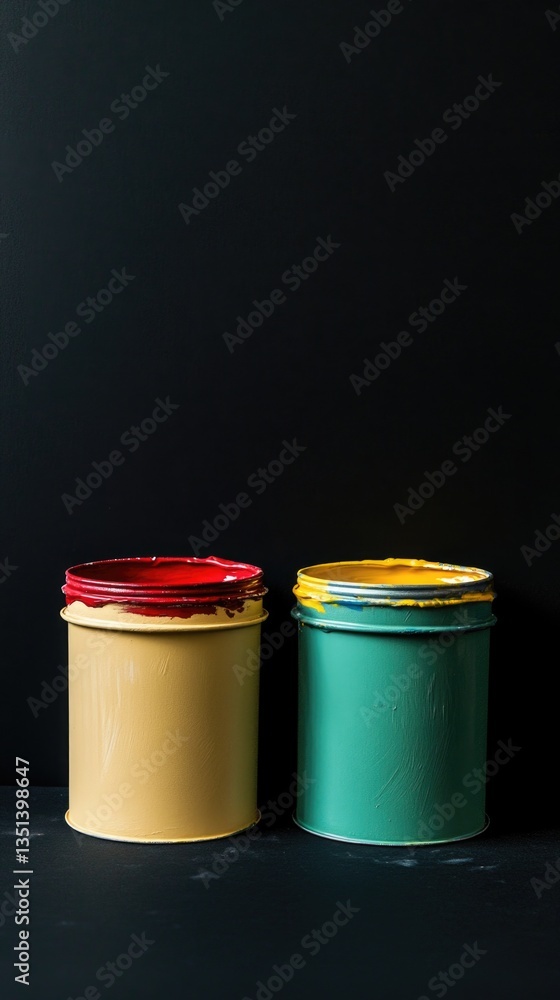 Poster containers stacked side by side on a floor or warehouse shelf